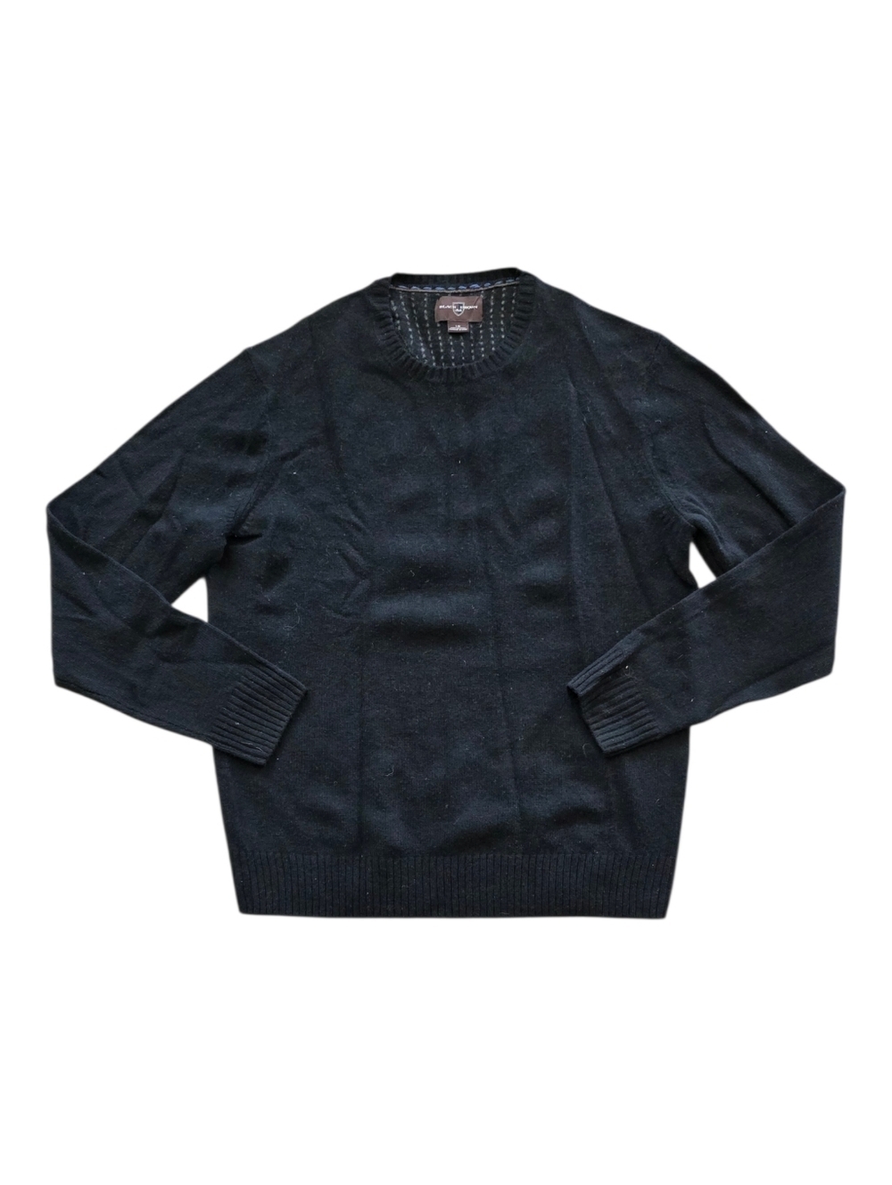 Black Brown 1826 Black Lamb's Wool Crewneck Sweater - Classic Knit L